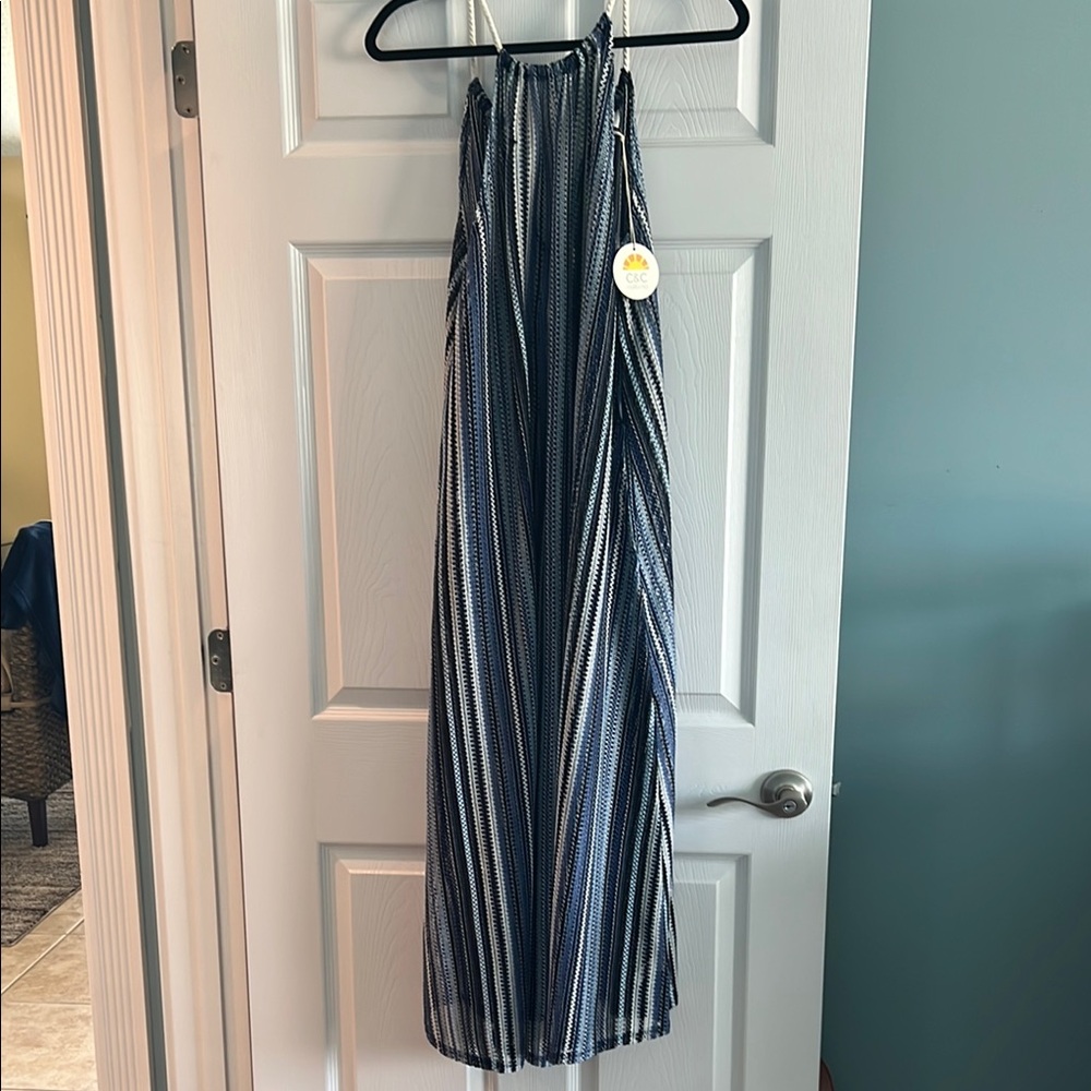 C&C California Striped Maxi Dress - Black and White
